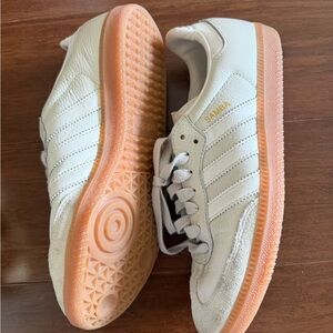 adidas Samba Women's Sneaker in White with Peach Sole